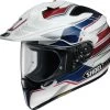 Shoei Hornet ADV Navigate Motorhelm -Professionele Winkel Voor Motoruitrusting Shoei hornet adv navigate blauw wit rood b37a